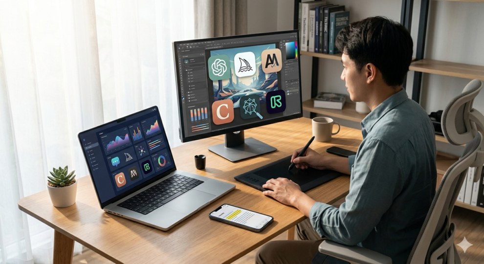 Descubra as melhores ferramenta de IA em 2026 - Foto: Imagem gerada por Nano Banana