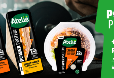 A nova linha Power Protein, da Ateliê, reúne sanduíches e salada refrigerados desenvolvidos para oferecer praticidade, sabor e mais de 20 g de proteína por refeição. Foto: Divulgação/Ateliê.