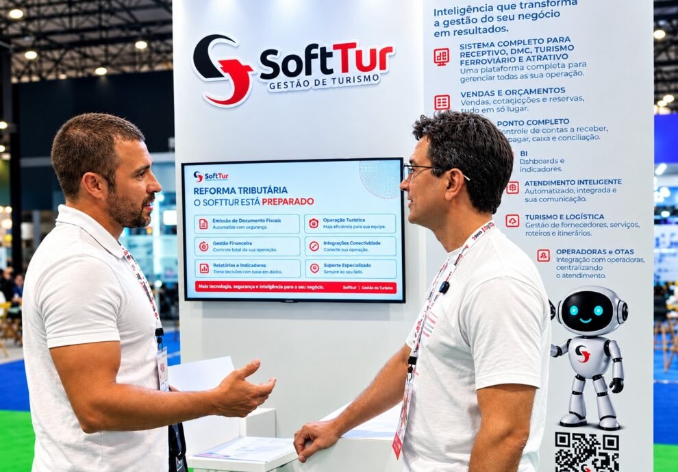 Empresa de tecnologia de gestão de empresas turísticas apresenta soluções para o setor, durante a Abav Expo 2026 - Foto: Divulgação